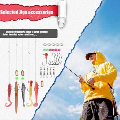 EXAURAFELIS Fishing Lures Tackle Kit, Mixed Hard & Soft Baits Metal Spoons Fishing Accessories for Bass Trout Pike Freshwater Saltwater Fishing - color: 75pcs