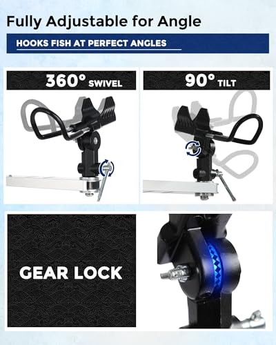Spider Fishing Rod Holders for Boat, Aluminum Crappie Fishing Pole Mount, Adjustable Height & Angle, Boat Rod Rack for Spider Rigging - style: 2 Pack, Fishing Rod Holder