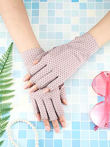 Maxdot Sun Gloves for Women UV Protection Fingerless Non Slip Sunscreen Driving Gloves for Summer Outdoor - style: Purple