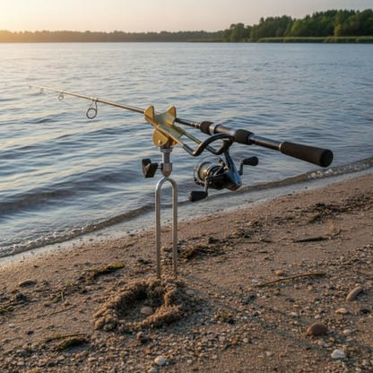 Beach and Bank Fishing Setup: Silver Metal Ground Spike Rod Holder for Sand or Soil (1 Piece)