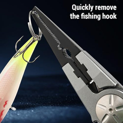 Aluminum Alloy Fishing Pliers Hook Remover LINE Cutters with Sheath and Lanyard for Fishing PE Nylon Carbon LINE (Red and Black) - color: Red and Black