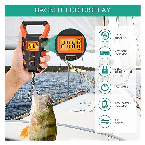 50Kg/10g Waterproof Digital Fishing Scale with Fish Grip Ruler for Luggage, Travel & Construction Site Weighing - color: A1