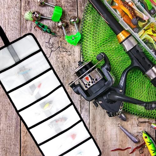 2pcs Roll Up Fishing Lure Wraps Set - Durable 6 Pocket Protective Cover, Saltwater & Freshwater Hook Covers, Trolling Lure Fabric Protector Tackle Box Organizer for Fishing Tackle Storage