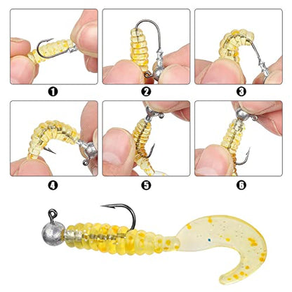 AMYSPORTS Bass Saltwater Jig Head Hooks Freshwater Sharp Jig Hooks Lead Round Ball Fishing Jigs Lead 1/8oz-1/2oz - size: Size4 (3/8oz.) 25 pcs