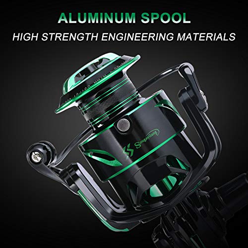 Sougayilang Fishing reels Light Weight Saltwater Spinning Reel - 39.5 LB Carbon Fiber Drag,12+1 BB Ultra Smooth All Aluminum Inshore Reel - size: 1000