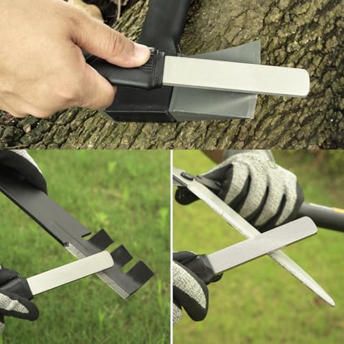 SHARPAL 127N Dual-Grit Diamond Sharpening Stone File | Garden Tool Knife Sharpener Coarse 325 / Extra Fine 1200 Grit, For Lawn Mower Blade, Axe, Hatchet, Hedge Shears - style: Sturdy Handle with Leather Strop
