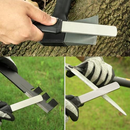 SHARPAL 127N Dual-Grit Diamond Sharpening Stone File | Garden Tool Knife Sharpener Coarse 325 / Extra Fine 1200 Grit, For Lawn Mower Blade, Axe, Hatchet, Hedge Shears - style: Sturdy Handle with Leather Strop
