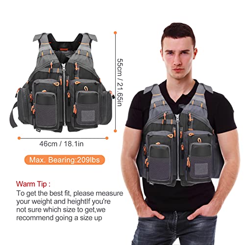 Lixada Fly Fishing Vest Fishing Jacket Breathable Polyester Mesh Design Fishing Vest - color: Black