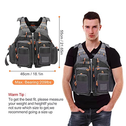 Lixada Fly Fishing Vest Fishing Jacket Breathable Polyester Mesh Design Fishing Vest - color: Black