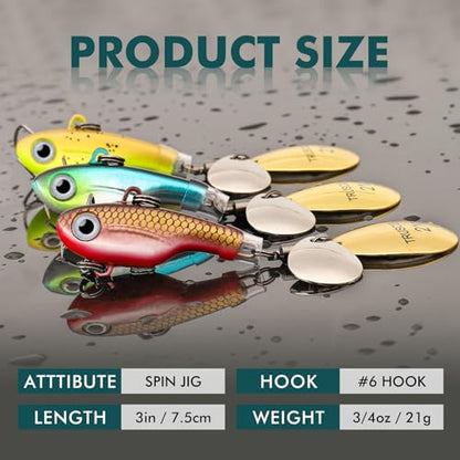 TRUSCEND Swim or Jig Fishing Spinner Baits for Freshwater and Saltwater, Rooster Tail Fishing Lures for Trout Bass Walleye Crappie Salmon Pike, Blade Bait with Copper Blade - color: B1-3"-3/4oz