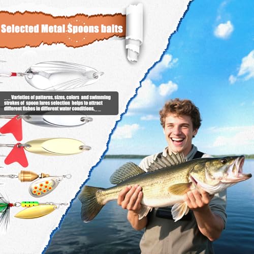 EXAURAFELIS Fishing Lures,Tackle Box with Tackle Included, Crankbaits, Spoon, Shrimp Worm Bait, Hooks,Weights & Other Accessories, Fishing Lures kit Lure Set for Bass Trout Salmon - color: 147pcs