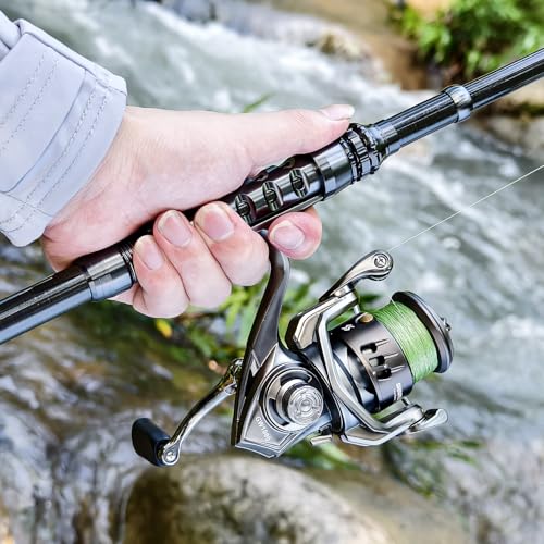 Sougayilang Fishing Rod and Reel Combo – 5.9FT Telescopic Carbon Fiber Fishing Pole with 12+1 BB Spinning Reel, Saltwater Freshwater Kit - color: 2PACK- 5.9FT Full Kit with Carrier Case