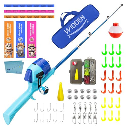 Kids Fishing Pole, Telescopic Fishing Rod, Toddler Collapsible Fishing Rod and Reel Combo with Tackle Box, Fishing Line, Bobber, and Soft Lures for Boy, Girl, Youth, Beginner, Over 4 Years Old - color: blue
