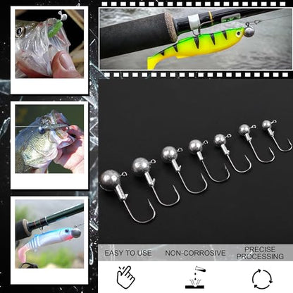 Jig Heads Fishing Hooks Crappie Jigs Unpainted Jig Heads Round Ball Sharp Fishing Jigs Hooks for Bass Trout Crappie Walleye Saltwater Freshwater - size: 1/2oz - 14g - 30pack