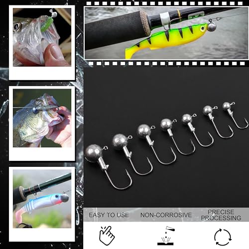 Jig Heads Fishing Hooks Crappie Jigs Unpainted Jig Heads Round Ball Sharp Fishing Jigs Hooks for Bass Trout Crappie Walleye Saltwater Freshwater - size: 3/4oz - 20g - 20pack