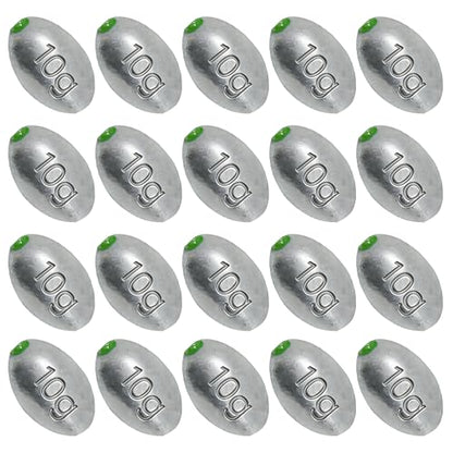 Egg Sinkers Bullet Fishing Weights Oval Shaped with Plastic Core Slip Sinkers for Catfish Fishing Casting Saltwater and Freshwater 1/5oz to 2oz - style: 3/8oz-10g-20pcs