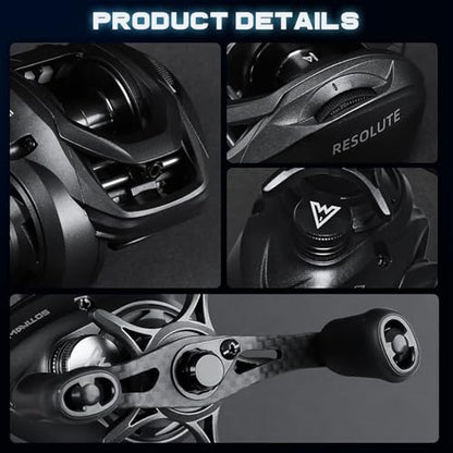 Baitcasting Reel,Ultralight 5oz Carbon Frame BFS Casting Reels, 20 Level Magnetic Brake System, 7.1:1 Gear Ratio,9+1 Stainless Steel Bearings, Fishing Bass Trout Crappie