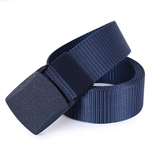 Mile High Life | Nylon Web Belt | Outdoor Military Belt | TSA Safe Buckle Plastic/Metal - color: Navy 510 Buckle