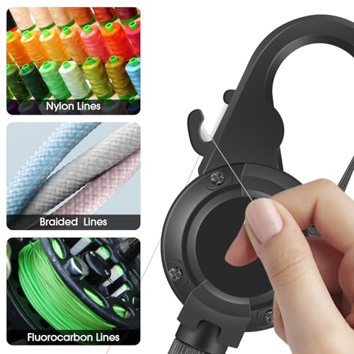 Fly Fishing Zinger Retractor,26" Stainless Steel Wire Rope, with Integrated Line Cutter and Magnetic Closure,360° Rotation Keychain & Carabiner Clip for Fly Fishing,Cycling,Hiking - style: 2 BLACK