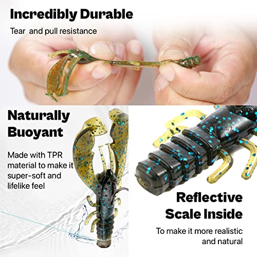 Ned Rig Baits Kit,TRD Soft Plastic Worms or Crawfish for Bass Fishing - color: Crawfish