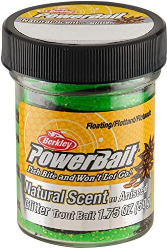 Berkley PowerBait Natural Glitter Trout Fishing Dough Bait - color: Spring Green/Black - Aniseed Scent, style: Fishing-attractants