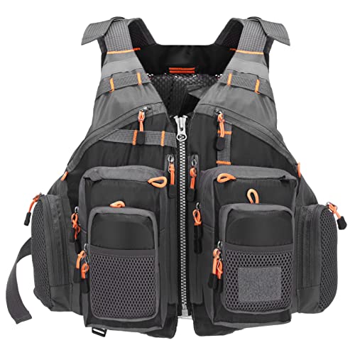 Lixada Fly Fishing Vest Fishing Jacket Breathable Polyester Mesh Design Fishing Vest - color: Black