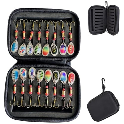 Waterproof Bait Storage Binder Case, Hard Shell EVA Shockproof Fishing Lure & Spinner Organizer Bag with 16 Slots (Case Only)