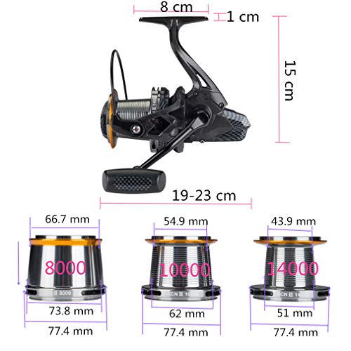 Diwa Fishing Reels Spinning 8000 10000 14000 Series Spool Freshwater Saltwater Big-Game Surf Fishing 12+1 Stainless BB 70 LBS Max Drag Carbon Fiber Ultra Smooth Powerful Oversize Gear - style: 14000