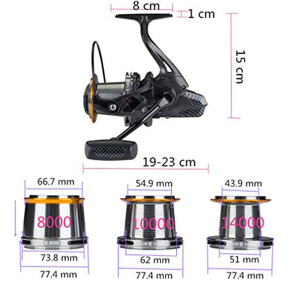 Diwa Fishing Reels Spinning 8000 10000 14000 Series Spool Freshwater Saltwater Big-Game Surf Fishing 12+1 Stainless BB 70 LBS Max Drag Carbon Fiber Ultra Smooth Powerful Oversize Gear - style: 10000