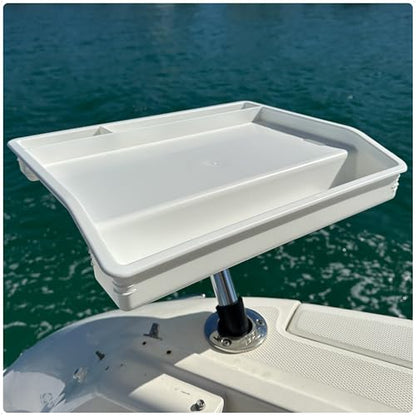 Five Oceans Boat Cutting Board, 17"x14"- Deluxe Bait Cutting Table with Rod Holder Mount, Knife & Pliers Holder, 3 Deep Trays & Draining Hole - 1-Year Warranty - FO4298 - color: Deluxe Bait Cutting Board (Rod Holder Mount)