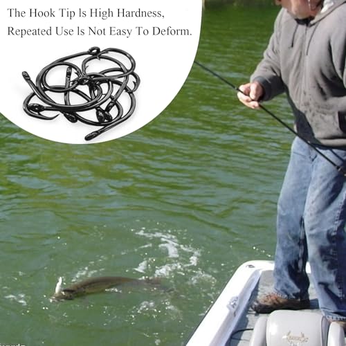 10PCS High-Carbon Steel Circle Hooks Barbed Fishing Hooks with Holes, Freshwater and Saltwater Fishing Hooks for Tuna, Catfish, Bass - size: 3/0