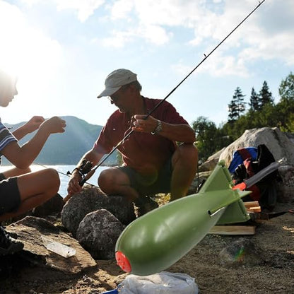Rocket Bait Feeder - Lightweight Fishing Bait Feeder, Carp Fishing Feeder with Rocket Shape | Carp Fishing Tackle, Fishing Lure, Fishing Bait Cage Float Thrower Suitable for Swimbait Swimming Lures - color: Green