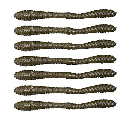 Lunker City Fishing 5" Spanky Worm 3 Pack Bundle Soft Plastic Bass Lure Wacky Rig Salted Jigging Stick Bait, 21 Total Lures, Made in The USA - color: 24 Green Pumpkin