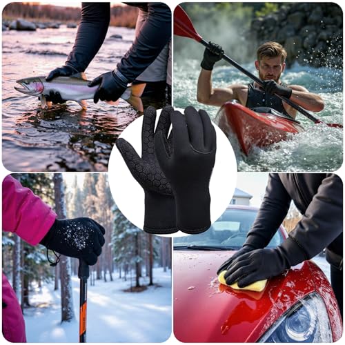Neoprene Gloves, 3mm Anti-Slip Diving Gloves Waterproof Wetsuit Gloves for Scuba Fishing Kayaking Surfing Swimming - color: Black, size: X-Large