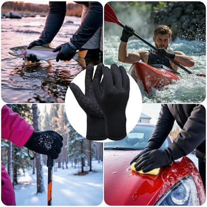 Neoprene Gloves, 3mm Anti-Slip Diving Gloves Waterproof Wetsuit Gloves for Scuba Fishing Kayaking Surfing Swimming - color: Black, size: Medium