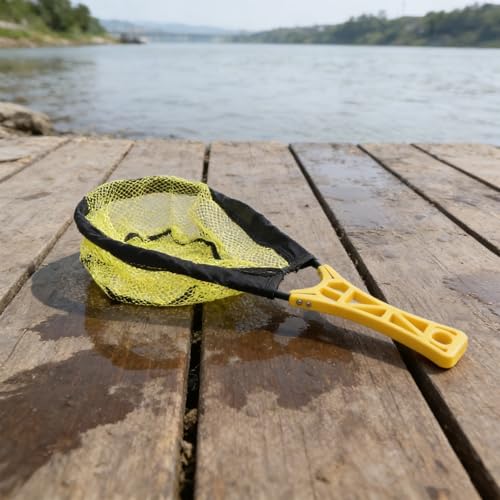 Foldable Fly Fishing Net, Rubber Mesh Landing Net for Trout, Anti Hook Catch and Release Net, Lightweight Portable Stream Hand Net with Waist Mount - color: purple