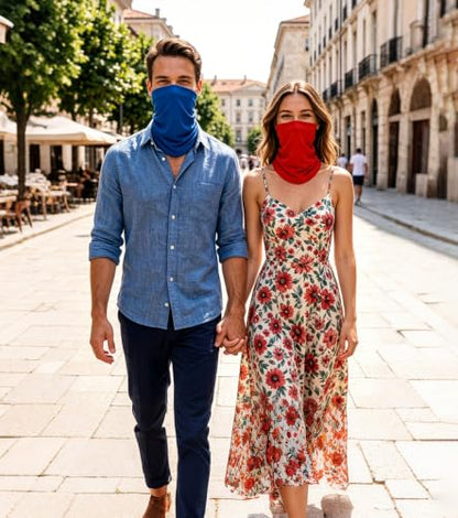 Fishing Neck Gaiter, Sun Protection Face Mask, Cooling Neck Shield Scarf Cycling Balaclava Bandana for Men and Women - color: Black+white+red+royal Blue