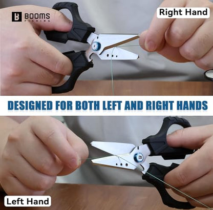 Booms Fishing Braided Line Cutter: 6.3in Multifunction Fishing Scissors with Lanyard and Sheath - Fishing Shears with Serrated Blades and Side Wire Cutter, S04 - style: Scissors with Lanyard & Sheath
