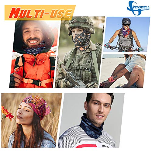 Venswell Neck Gaiter Face Mask Men Women,Seamless Bandana Rave Face Cover Scarf Mask,Balaclava,Headband, Head Wrap,Headwear - color: A-3-lightning