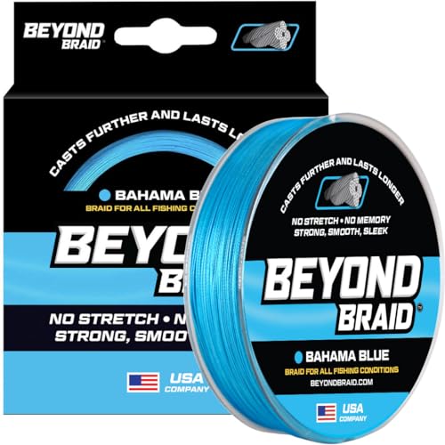 Beyond Braid Multi Purpose Braided Fishing Line - Abrasion Resistant - No Stretch - Super Strong - color: Bahama Blue 4X, size: 30LB (300 Yards)