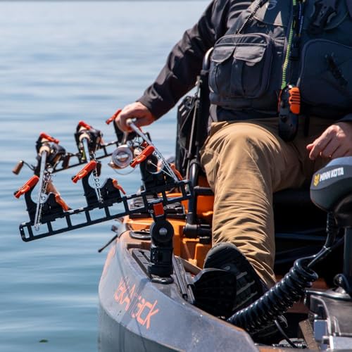 YakAttack SideStage Pro Rod Rack - Set of 2 with Style Options | Horizontal Fishing Rod Holder & Stager | Includes ClickTrac Rails & FlipGrips | Made in USA - style: Boat Track Systems