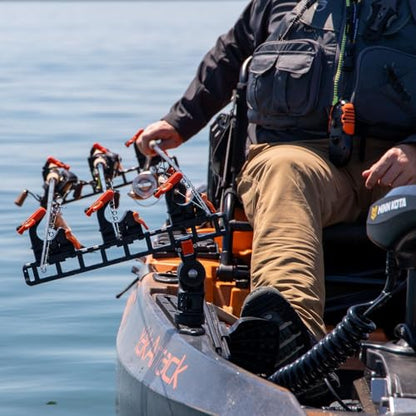 YakAttack SideStage Pro Rod Rack - Set of 2 with Style Options | Horizontal Fishing Rod Holder & Stager | Includes ClickTrac Rails & FlipGrips | Made in USA - style: Boat Track Systems