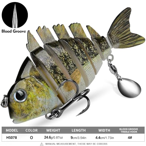 Crankbait Fishing Lure Pike Muskie Lures Lifelike Multi Jointed Swimbait Segement Hard Minnow Bait Treble Hook - color: HS078MON-3pcs/set
