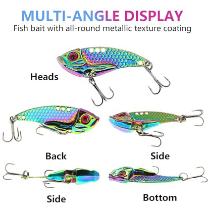 5PCS/10PCS Fishing Lures, Metal VIB Hard Blade Baits, Spinner Spoon Metal Fishing Spoon Crankbaits Swimbaits for Trout Walleye Crappie - color: C-5PCS