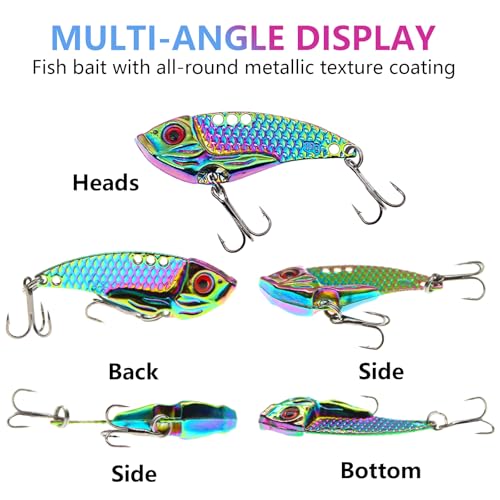 5PCS/10PCS Fishing Lures, Metal VIB Hard Blade Baits, Spinner Spoon Metal Fishing Spoon Crankbaits Swimbaits for Trout Walleye Crappie - color: C-5PCS