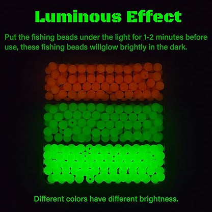 Fishing Beads 6mm 8mm 10mm Glow in The Dark Bead Round Plastic Lure Rigging Catfish Rig Freshwater Saltwater for Fishing Rigs - size: 8mm (300pcs)