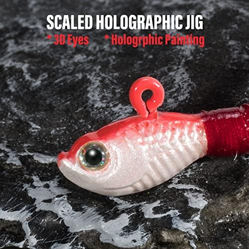 Dr.Fish 3 Pack Bucktail Jig Lure Hair Jig Saltwater Freshwater Lures Surf Fishing Bass Flounder Striper Bluefish Halibut Redfish - color: Red & White(pack of 3), size: 1/2 oz