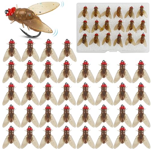 Bionic Fly Fishing Baits, Fly Fishing Flies Kit Trout Jigs Swimbaits Dry Flies Bionic Fishing Lures Fly Fishing Hook for Bass Panfish Trout - style: Brown-36pcs