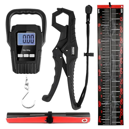Fishing Tool Kit with Fish Gripper, Portable Fish Scale, Stainless Steel Soap & Measuring Ruler – Saltwater Resistant Tackle Accessories for Freshwater and Saltwater Anglers (Black) - color: Black, 3-in-1 Kit
