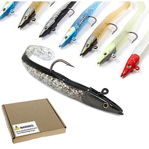 Jig Head Soft Plastic Fishing Lures with Hook Sinking Swimbaits for Saltwater and Freshwater (Pack of 10)